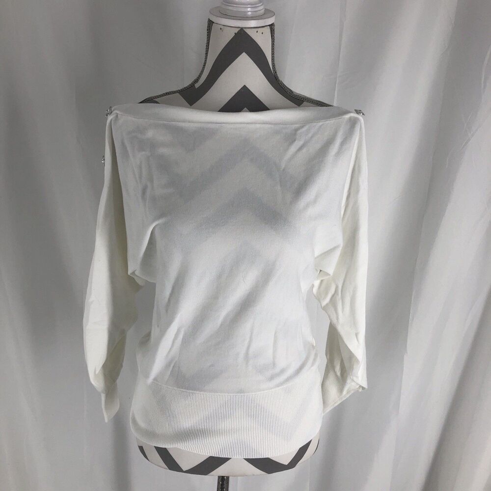 Inc international concepts sweater Small White Jewel Sleeve Boat Neck